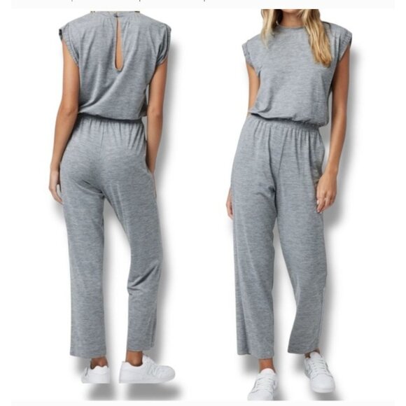 NWT Vuori Large Lux Crew Jumpsuit Short Sleeve Pockets Mallorca Gray MSRP$138 - Picture 4 of 16